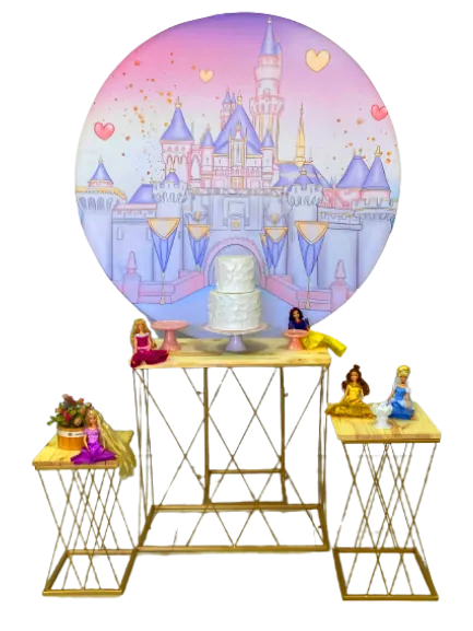 decoracao de festa de aniversario: princesa ariel, aurora, jasmine, sofia, tiana